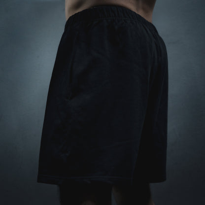 VYRYS Founders Heavyweight French Terry Shorts 425gsm – Oversized Fit in pos: back color: black
